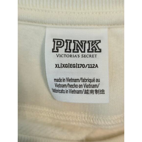 Victoria Secret Pink Athletic Hiking Lounge Women's Cream Sweatshirt XL - Picture 3 of 4